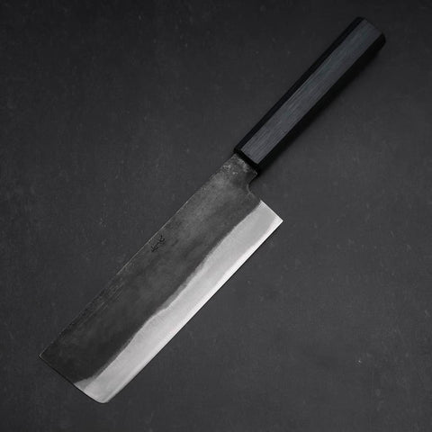 Nakiri Blue Steel #1 Kurouchi Dunkelblauer Urushi Griff 165mm-[Musashi]-[Japan-Küchenmesser]