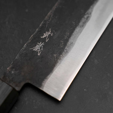 Nakiri Blue Steel #1 Kurouchi Dunkelblauer Urushi Griff 165mm-[Musashi]-[Japan-Küchenmesser]