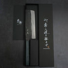 Nakiri Blue Steel #1 Kurouchi Dunkelblauer Urushi Griff 165mm-[Musashi]-[Japan-Küchenmesser]