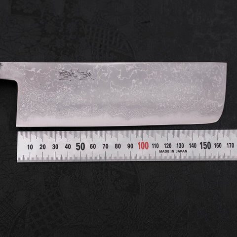Nakiri Blue Steel #2 Damast Büffelhorn und Ebenholz Griff 165mm-[Musashi]-[Japan-Küchenmesser]