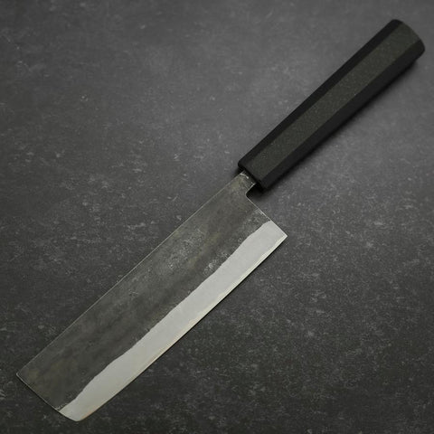 Nakiri Blue Steel #2 Edelstahlummantelung Kurouchi Anti-Rutsch Griff 165mm-[Musashi]-[Japan-Küchenmesser]