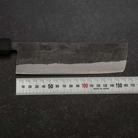 Nakiri Blue Steel #2 Edelstahlummantelung Kurouchi Anti-Rutsch Griff 165mm-[Musashi]-[Japan-Küchenmesser]