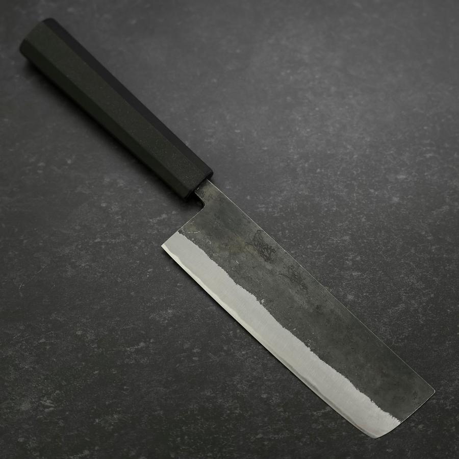 Nakiri Blue Steel #2 Edelstahlummantelung Kurouchi Anti-Rutsch Griff 165mm-[Musashi]-[Japan-Küchenmesser]