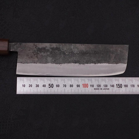 Nakiri Blue Steel #2 Edelstahlummantelung Kurouchi Rosen- und Walnussholz Griff 165mm-[Musashi]-[Japan-Küchenmesser]