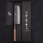 Nakiri Blue Steel #2 Edelstahlummantelung Kurouchi Rosen- und Walnussholz Griff 165mm-[Musashi]-[Japan-Küchenmesser]