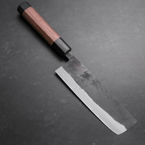 Nakiri Blue Steel #2 Edelstahlummantelung Kurouchi Walnussholz Griff 165mm-[Musashi]-[Japan-Küchenmesser]