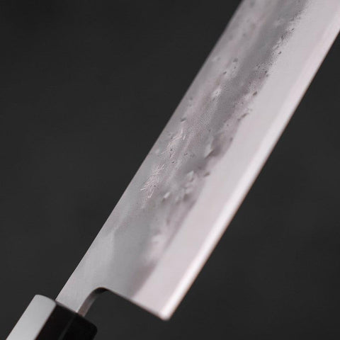 Nakiri Blue Steel #2 Edelstahlummantelung Nashiji Büffelhorn und Teakholz Griff 165mm-[Musashi]-[Japan-Küchenmesser]
