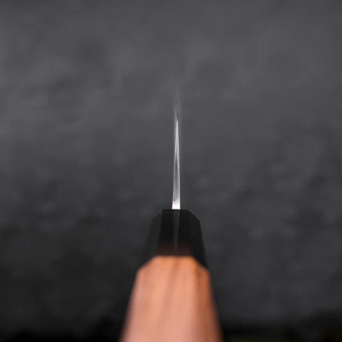 Nakiri Blue Steel #2 Edelstahlummantelung Nashiji Büffelhorn und Teakholz Griff 165mm-[Musashi]-[Japan-Küchenmesser]