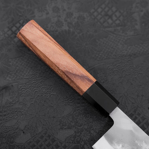 Nakiri Blue Steel #2 Edelstahlummantelung Nashiji Büffelhorn und Teakholz Griff 165mm-[Musashi]-[Japan-Küchenmesser]