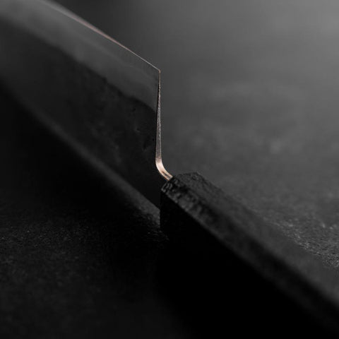 Nakiri Blue Steel #2 Edelstahlummantelung Nashiji Schwarzer Ishime Griff 165mm-[Musashi]-[Japan-Küchenmesser]