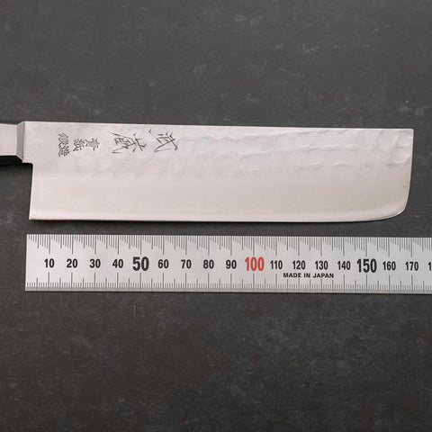 Nakiri Blue Steel #2 Edelstahlummantelung Tsuchime Schwarzer Westlicher Griff 170mm-[Musashi]-[Japan-Küchenmesser]