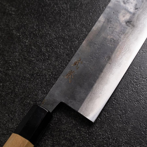 Nakiri Blue Steel #2 Kurouchi Büffelhorn Magnolienholz Griff 165mm-[Musashi]-[Japan-Küchenmesser]