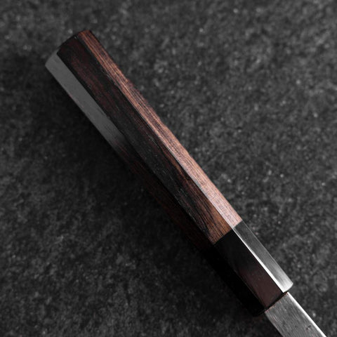 Nakiri Blue Steel #2 Kurouchi Büffelhorn und Ebenholz Griff 165mm-[Musashi]-[Japan-Küchenmesser]