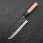Nakiri Blue Steel #2 Kurouchi Büffelhorn und Teakholz Griff 165mm-[Musashi]-[Japan-Küchenmesser]