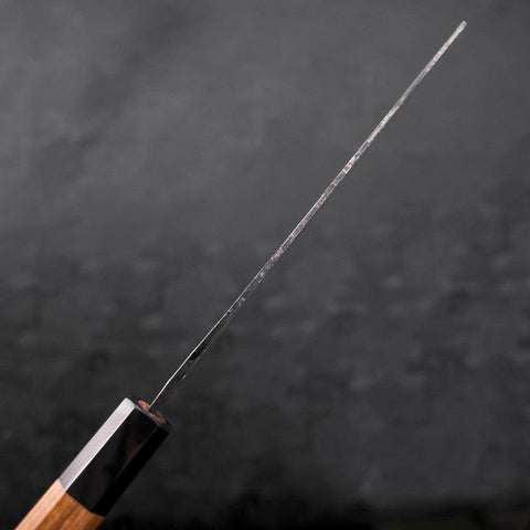 Nakiri Blue Steel #2 Kurouchi Büffelhorn und Teakholz Griff 165mm-[Musashi]-[Japan-Küchenmesser]