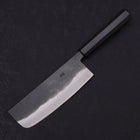 Nakiri Blue Steel #2 Kurouchi Chokin "Fischender Kappa - Lauernd" Büffelhorn und Ebenholz Griff 165mm-[Musashi]-[Japan-Küchenmesser]