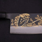 Nakiri Blue Steel #2 Kurouchi Chokin "Fischender Kappa - Lauernd" Büffelhorn und Ebenholz Griff 165mm-[Musashi]-[Japan-Küchenmesser]