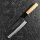 Nakiri Blue Steel #2 Kurouchi Damast Büffelhorn und Magnolienholz Griff 165mm-[Musashi]-[Japan-Küchenmesser]