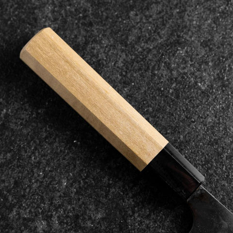 Nakiri Blue Steel #2 Kurouchi Damast Büffelhorn und Magnolienholz Griff 165mm-[Musashi]-[Japan-Küchenmesser]