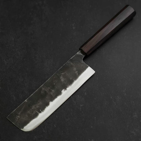 Nakiri Blue Steel #2 Kurouchi Ebenholz Griff 165mm-[Musashi]-[Japan-Küchenmesser]