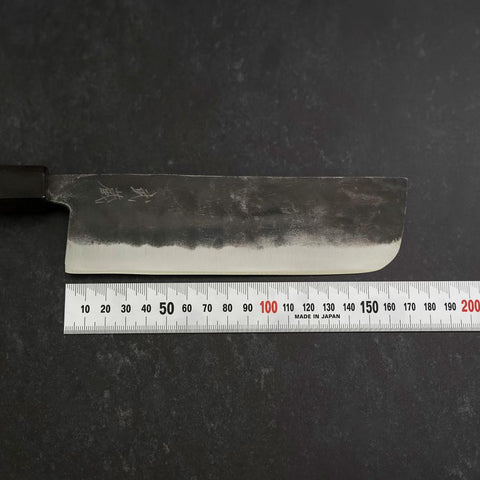 Nakiri Blue Steel #2 Kurouchi Ebenholz Griff 165mm-[Musashi]-[Japan-Küchenmesser]