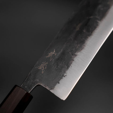 Nakiri Blue Steel #2 Kurouchi Ebenholz Griff 170mm-[Musashi]-[Japan-Küchenmesser]