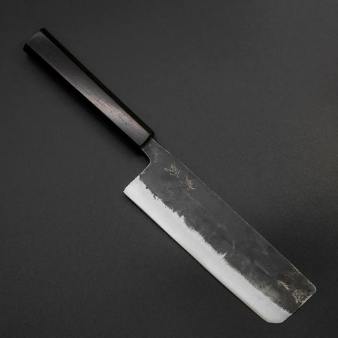 Nakiri Blue Steel #2 Kurouchi Ebenholz Griff 170mm-[Musashi]-[Japan-Küchenmesser]
