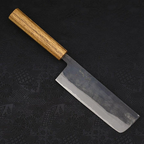 Nakiri Blue Steel #2, Kurouchi Eichenholz Griff, 165mm-[Musashi]-[Japan-Küchenmesser]