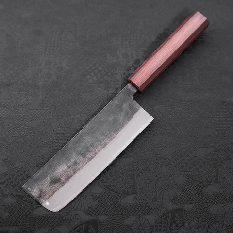 Nakiri Blue Steel #2 Kurouchi Lila Urushi-Griff 165mm-[Musashi]-[Japan-Küchenmesser]
