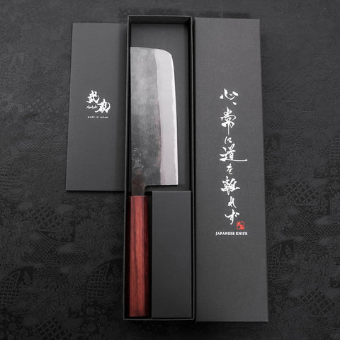 Nakiri Blue Steel #2 Kurouchi Lila Urushi-Griff 165mm-[Musashi]-[Japan-Küchenmesser]