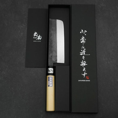Nakiri Blue Steel #2 Kurouchi Magnolia Handle 165mm (6.5”)-[Musashi]-[Japan-Küchenmesser]