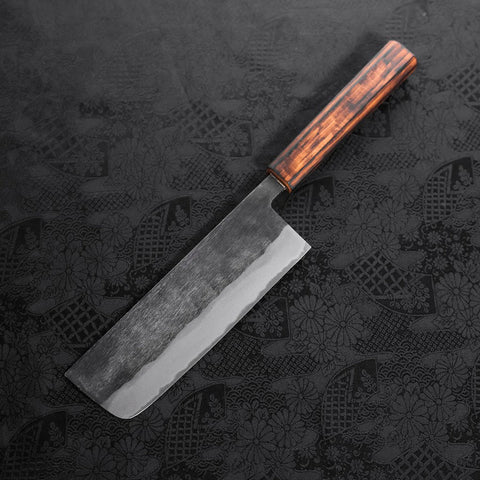 Nakiri Blue Steel #2 Kurouchi Sumi Urushi Griff 165mm-[Musashi]-[Japan-Küchenmesser]