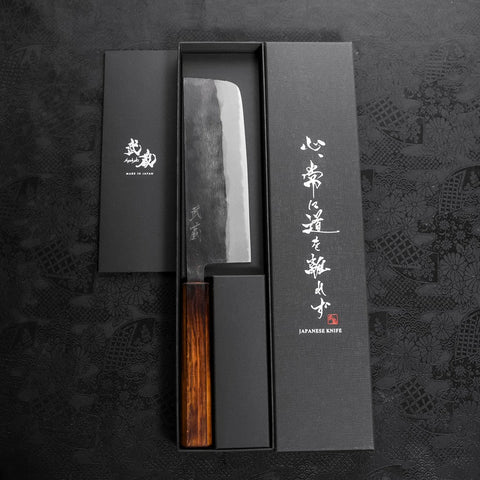 Nakiri Blue Steel #2 Kurouchi Sumi Urushi Griff 165mm-[Musashi]-[Japan-Küchenmesser]
