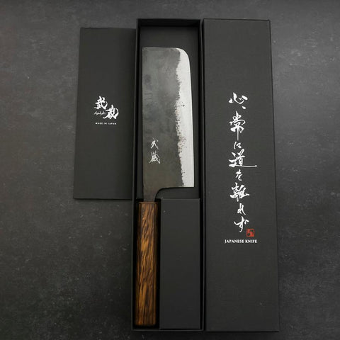 Nakiri Blue Steel #2 Kurouchi Sumi Urushi Griff 165mm-[Musashi]-[Japan-Küchenmesser]
