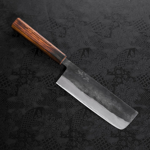 Nakiri Blue Steel #2 Kurouchi Sumi Urushi Griff 165mm-[Musashi]-[Japan-Küchenmesser]