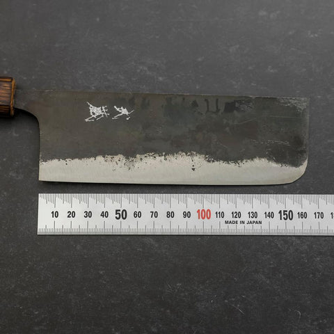 Nakiri Blue Steel #2 Kurouchi Sumi Urushi Handle 165mm (6.5”)-[Musashi]-[Japan-Küchenmesser]