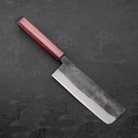 Nakiri Blue Steel #2, Kurouchi Urushi Griff in Lila, 165mm-[Musashi]-[Japan-Küchenmesser]