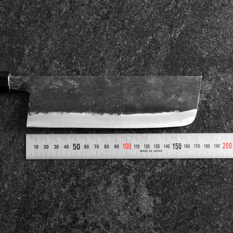 Nakiri Blue Steel #2 Kurouchi Walnussholz Griff 165mm-[Musashi]-[Japan-Küchenmesser]