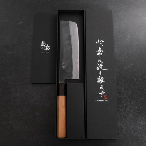 Nakiri Blue Steel #2 Kurouchi Walnussholz Griff 165mm-[Musashi]-[Japan-Küchenmesser]