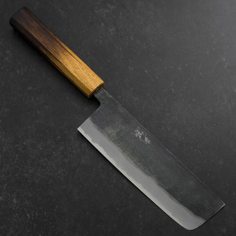 Nakiri Blue Steel #2 Kurouchi Yaki Urushi Handle 165mm (6.5”)-[Musashi]-[Japan-Küchenmesser]
