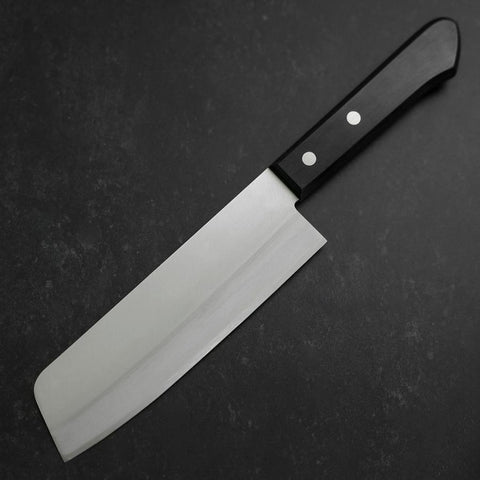 Nakiri Blue Steel #2 Poliert Edelstahlummantelung Westlicher Griff 160mm-[Musashi]-[Japan-Küchenmesser]