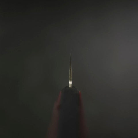 Nakiri Blue Super Edelstahlummantelung Poliert Westlicher Griff in Schwarz-Rot 160mm-[Musashi]-[Japan-Küchenmesser]