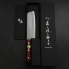 Nakiri Blue Super Edelstahlummantelung Poliert Westlicher Griff in Schwarz-Rot 160mm-[Musashi]-[Japan-Küchenmesser]