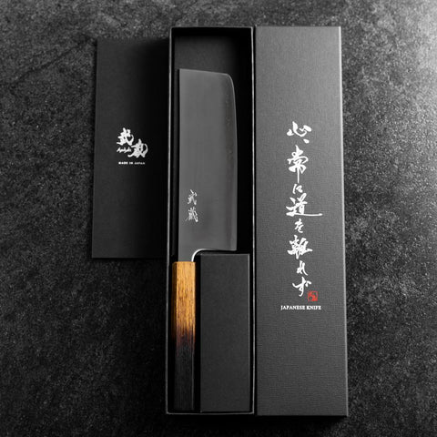 Nakiri Blue Super Poliert Yaki Urushi Griff 165mm-[Musashi]-[Japan-Küchenmesser]