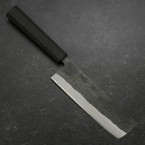 Nakiri Blue Steel #2 Edelstahlummantelung Kurouchi Anti-Rutsch Griff 165mm-[Musashi]-[Japan-Küchenmesser]