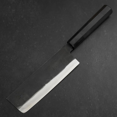 Nakiri Blue steel #2 Kurouchi Chokin Glückverheißende Sonne und Wolke Büffelhorn und Ebenholz Griff 165mm-[Musashi]-[Japan-Küchenmesser]