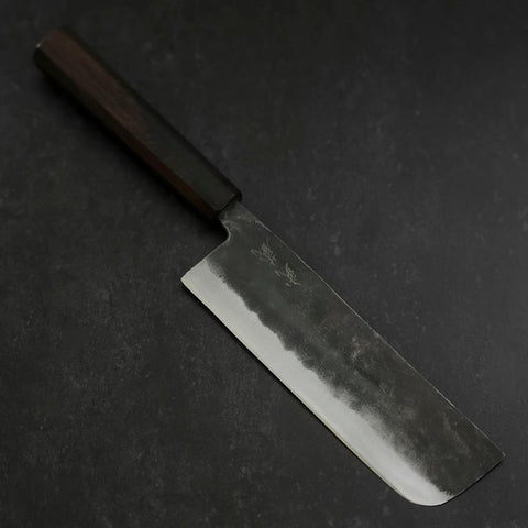 Nakiri Blue steel #2 Kurouchi Ebenholz Griff 165mm-[Musashi]-[Japan-Küchenmesser]