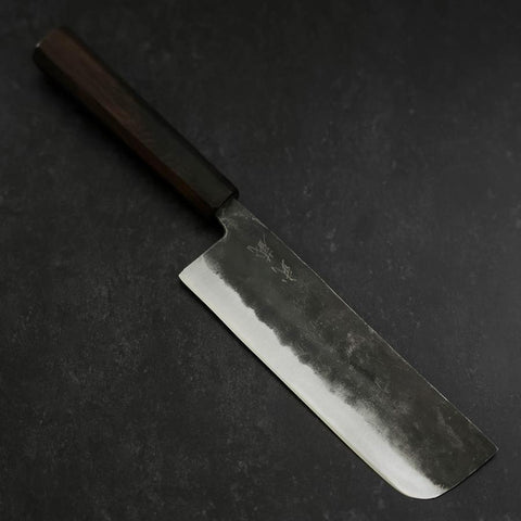 Nakiri Blue Steel #2 Kurouchi Ebony Handle 165mm-[Musashi]-[Japanese-Kitchen-Knives]