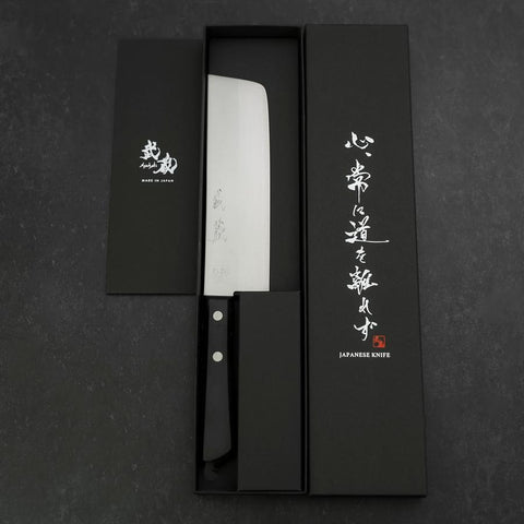Nakiri Chromax Poliert Schwarzer Westlicher Griff 165mm-[Musashi]-[Japan-Küchenmesser]