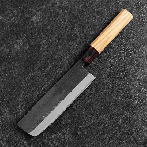 Nakiri Edelstahlummantelung Blue Steel #2 Kurouchi Zelkove Griff 165mm-[Musashi]-[Japan-Küchenmesser]